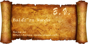 Balázs Vanda névjegykártya
